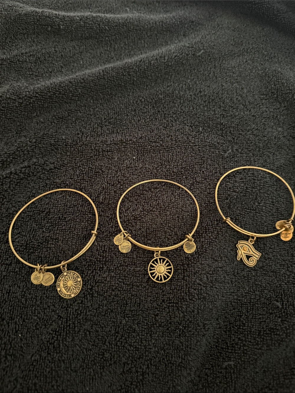 Alex and Ani Gold-Tone Charm Bangle Trio with Sun & Eye Charms